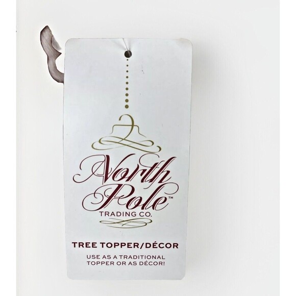 North Pole Trading Co Angel Tree Topper Noel Feather Wings Red Fur trim 13" Tall - Picture 7 of 8